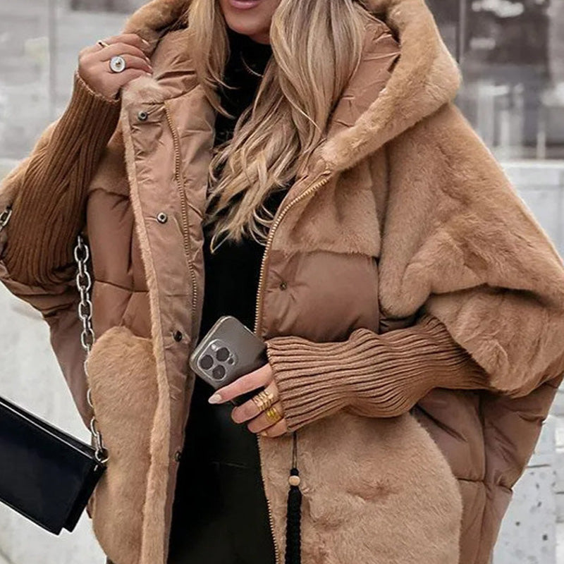 đ„VorwĂ€rmung fĂŒr den Winter â Riesige Rabatteđ„Damen Oversized Pufferjacke mit Kapuze im Patchwork-Design