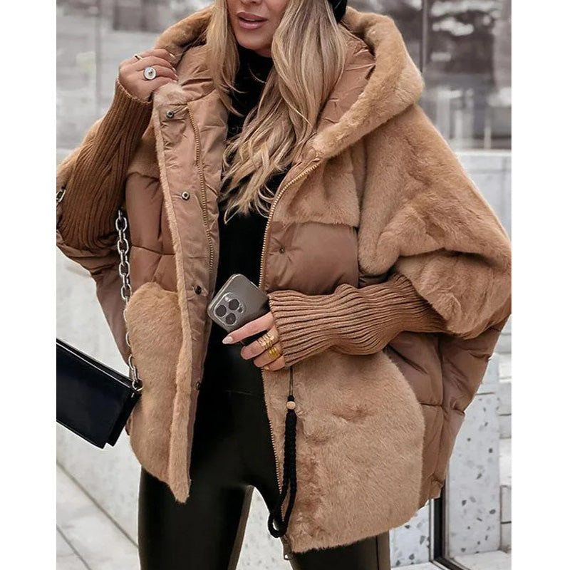đ„VorwĂ€rmung fĂŒr den Winter â Riesige Rabatteđ„Damen Oversized Pufferjacke mit Kapuze im Patchwork-Design