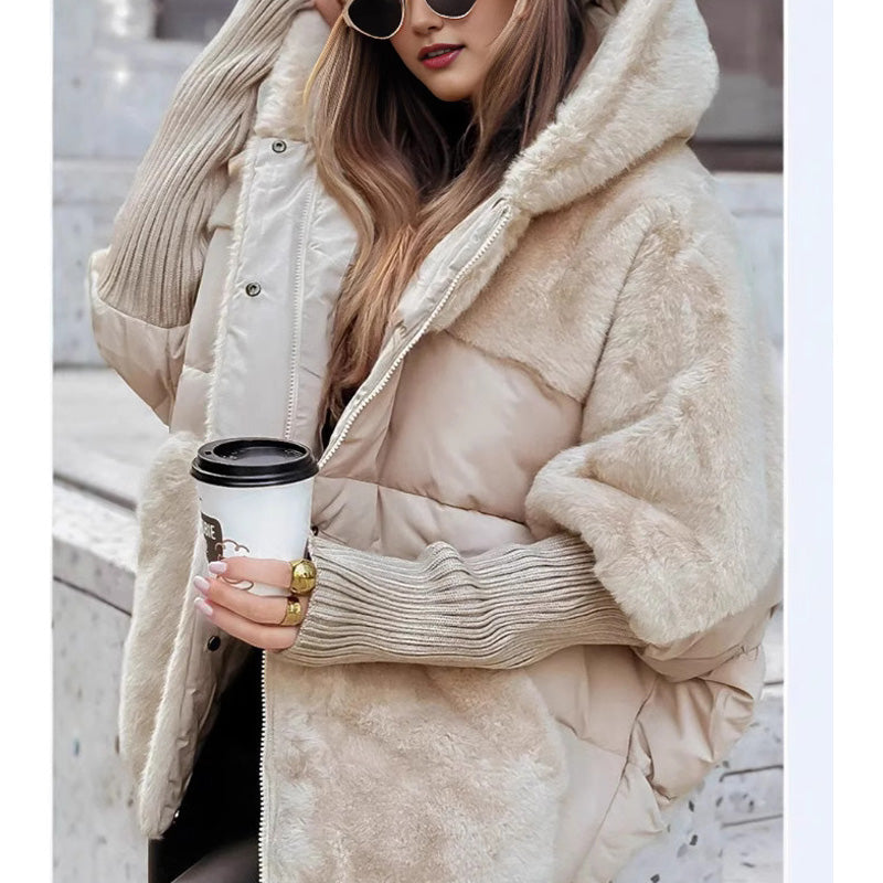 đ„VorwĂ€rmung fĂŒr den Winter â Riesige Rabatteđ„Damen Oversized Pufferjacke mit Kapuze im Patchwork-Design