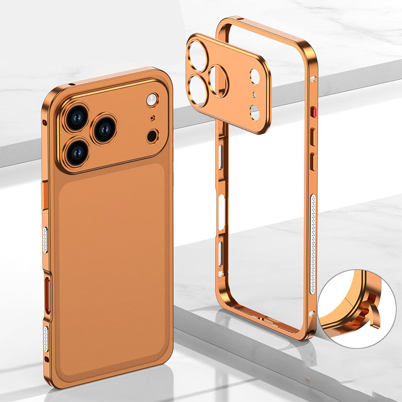 Metallrahmen-iPhone-Hülle mit Wärmeableitung und Seepferdchen-Schnallen-Design