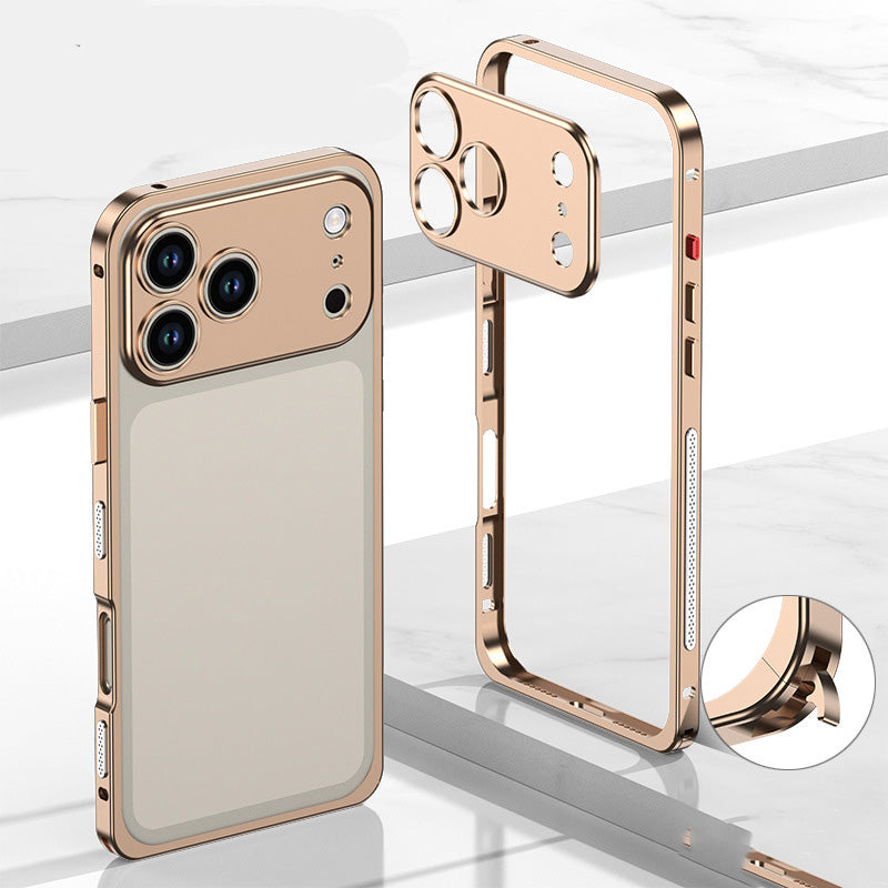 Metallrahmen-iPhone-Hülle mit Wärmeableitung und Seepferdchen-Schnallen-Design