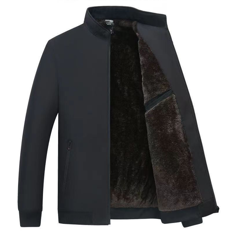 ❄️Einfarbige, warme Herrenjacke mit Reißverschluss –💪Knitterfrei, wind-, regen- und schneefest!