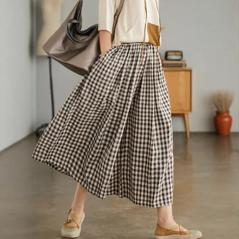 Lässige Damenhose mit weitem Bein und elastischer Taille