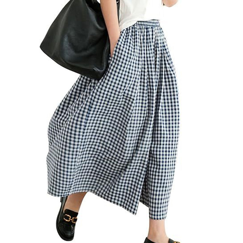 Lässige Damenhose mit weitem Bein und elastischer Taille
