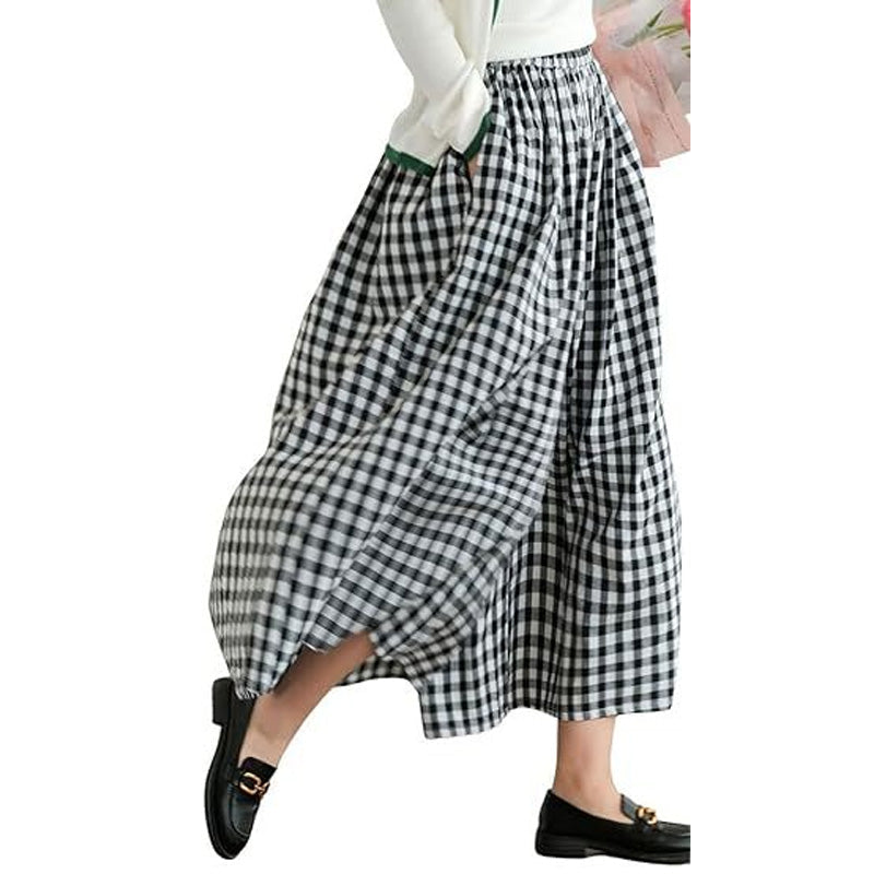 Lässige Damenhose mit weitem Bein und elastischer Taille