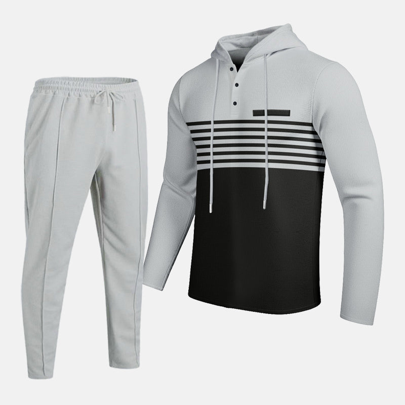 👕 Herren-Trainingsanzug mit Kapuze und Farbblock-Design 👖