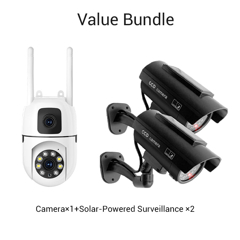 360° Schwenk-Neige 4K Dual-Linsen Sicherheitskamera – Outdoor WLAN Überwachungskamera