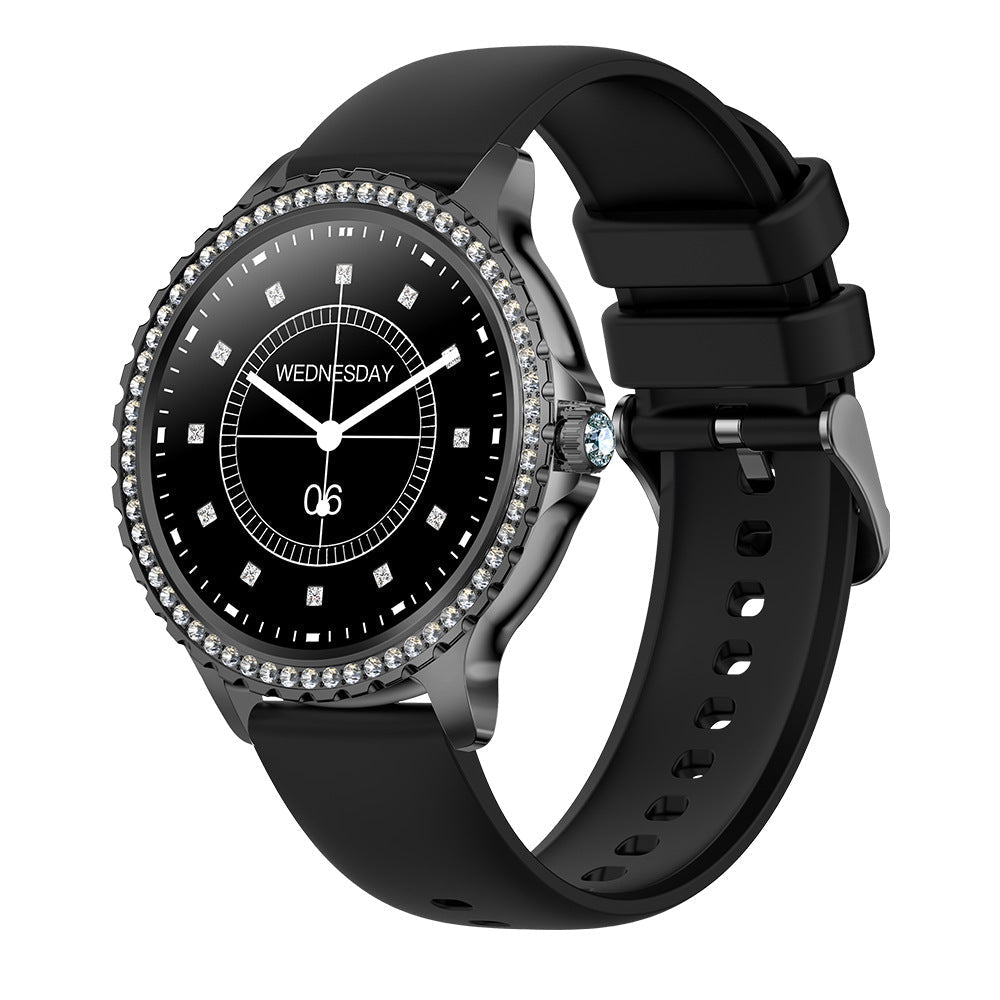 Smartwatch Mädchen mit Telefonfunktion Diamant Design Fitnessuhr Sportuhr Elegant 1,32 Zoll HD-Großbildschirm-Digitaluhr