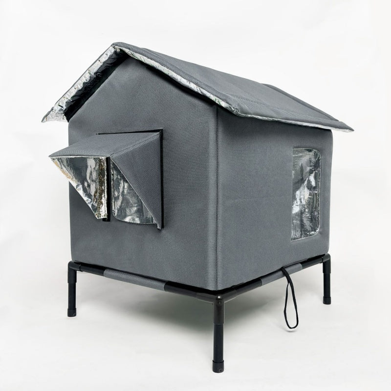 🏠 Nur für kurze Zeit: 50% Rabatt+Versandkostenfrei! 🐈 Erhöhtes Outdoor-Katzenhaus für jedes Wetter – Wasserdicht, isoliert, faltbar 🌧️