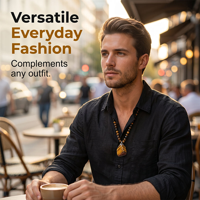 đ50% RABATT JETZTđ§Herren NatĂŒrliche Tigerauge-Perlenkette â Stilvolles Energieheilstein-Schmuck fĂŒr den Alltag & als Geschenk