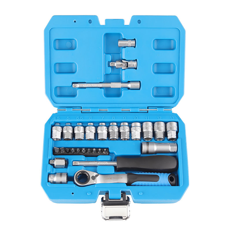 📢📢50% RABATT !!⏰29-teiliges Ratschen-Steckschlüssel-Set – Chrom-Vanadium-Stahl, 11 Stecknüsse & 10 Bits. Perfekt für Autoreparaturen & DIY 🛠️✨