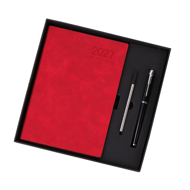 🔥✨ 2027 Minimalistisches A5 Notizbuch als Tagesplaner aus Premium PU-Leder (365 Tage)