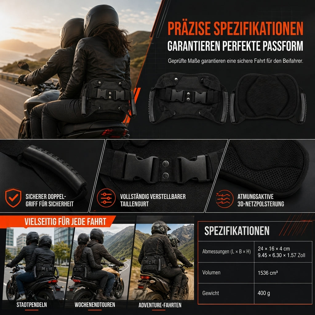 📢📢50% RABATT !!⏰Haltegriffgurt für Beifahrer auf Motorradrücksitzen, Beifahrer-Hüftgurtgriff für ATV, Schneemobil und Yacht