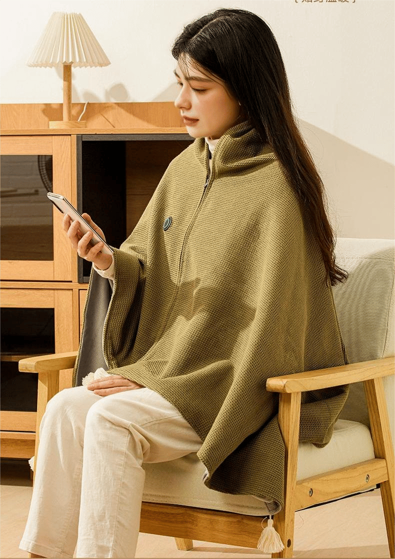 🛋️❤️Freihändig tragbarer, mit Reißverschluss versehener, beheizbarer USB-Schal | Schnelle Erwärmung für die Arbeit am Schreibtisch und zum Entspannen in Innenräumen🧣