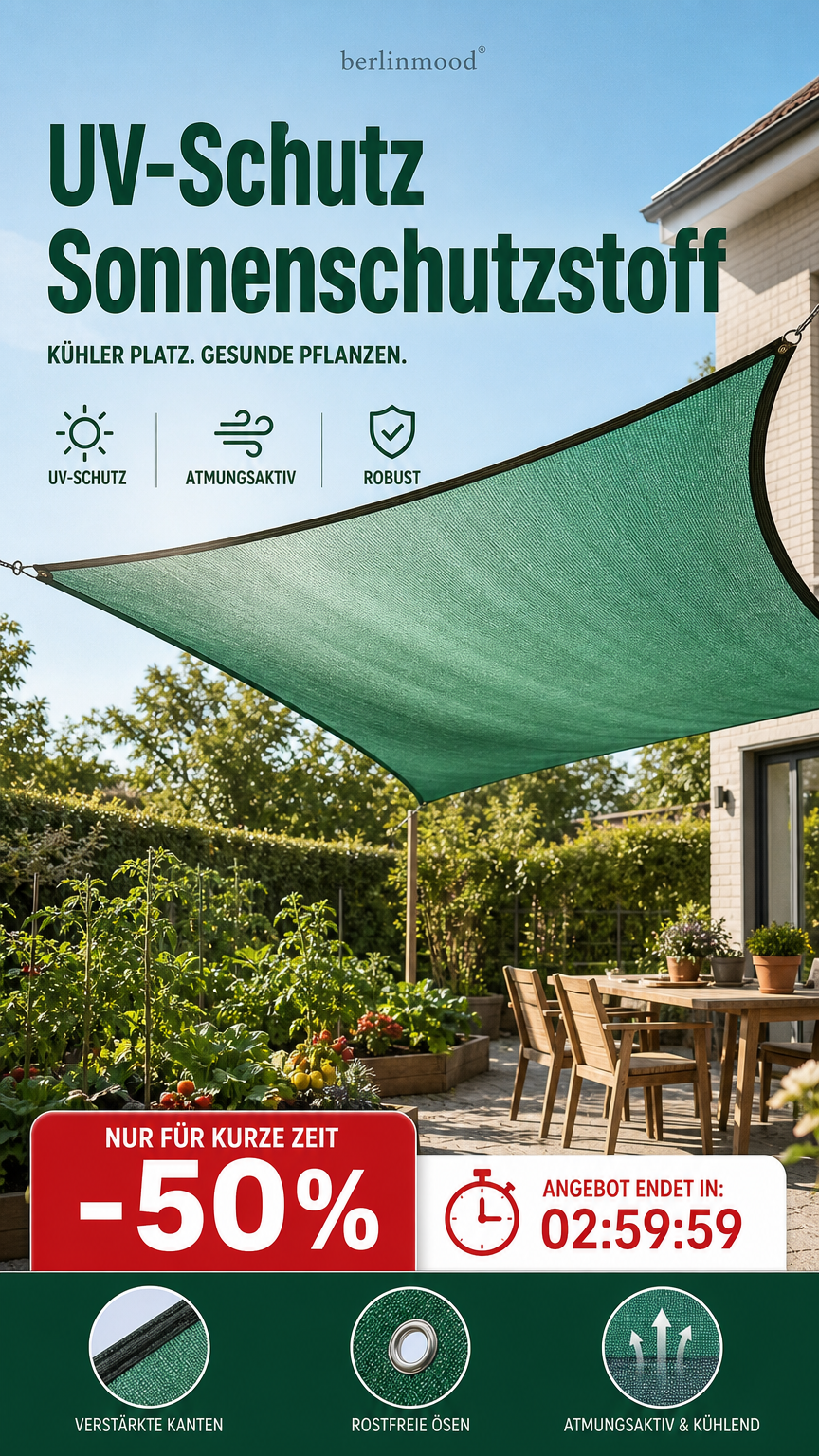 ☀️ UV-beständiger Sonnenschutzstoff 🌱 Für Pflanzen im Freien & Abdeckung