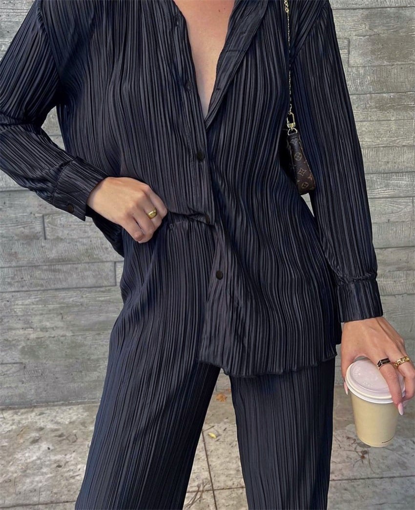 2023 NEW Elegantes plissiertes zweiteiliges Set für Damen