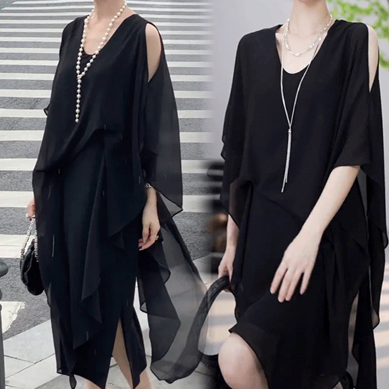 Damen Unregelmäßiger Saum Schulterfrei Elegantes Langes Kleid