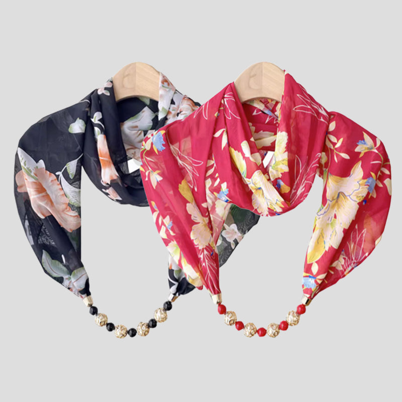 Multifunktionaler Chiffon-Perlen-Anhänger-Schal