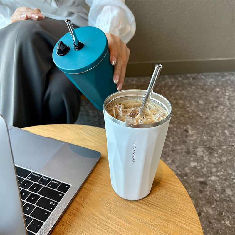 600ml Dehnbarer Strohhalm Kaffeebecher