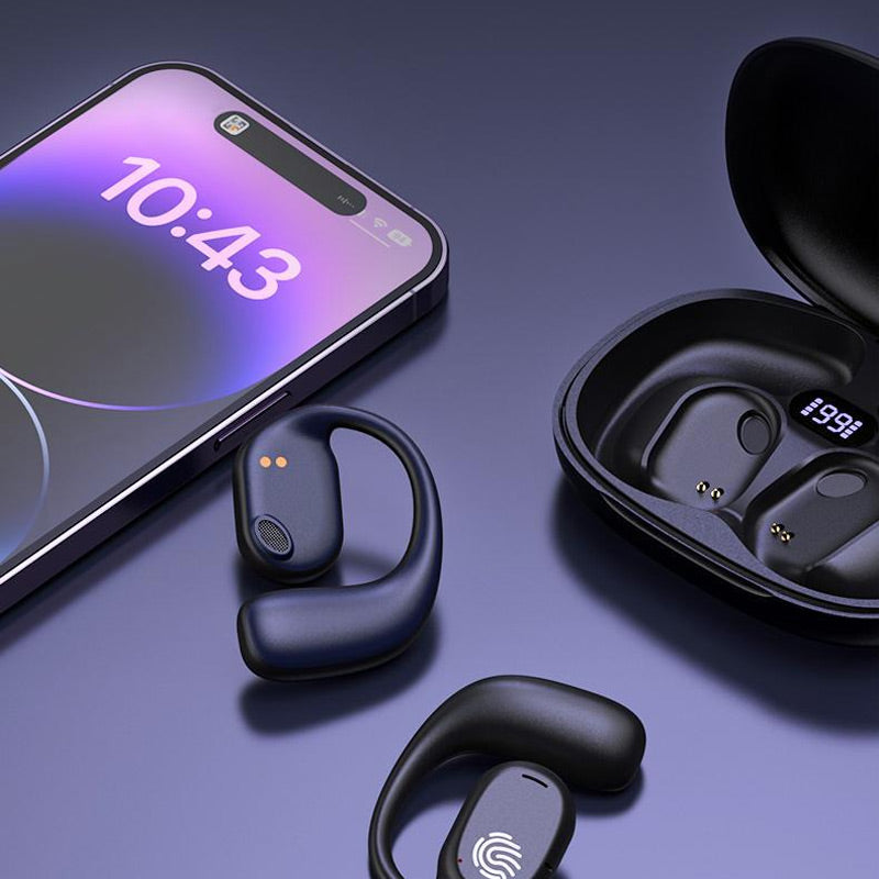 99 Stunden Lebensdauer, Bluetooth-Kopfhörer mit Knochenleitung und echtem Ohrbügel.