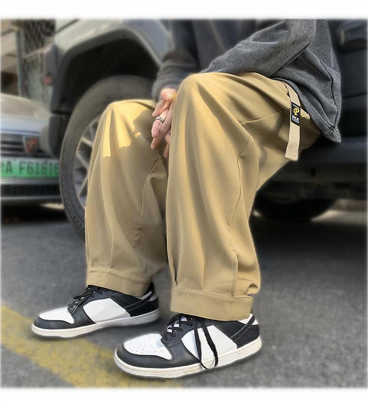 Loose Fit Wide Leg Vintage Elastic Waist Casual Pants