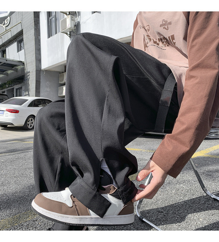 Loose Fit Wide Leg Vintage Elastic Waist Casual Pants