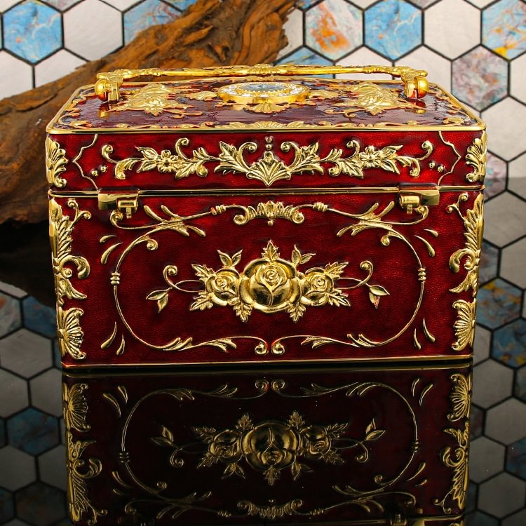 Handmade Vintage Exquisite High-end Three-layer Jewelry Storage Box