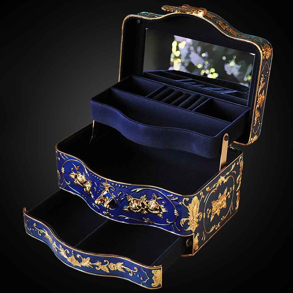 Handmade Vintage Exquisite High-end Three-layer Jewelry Storage Box