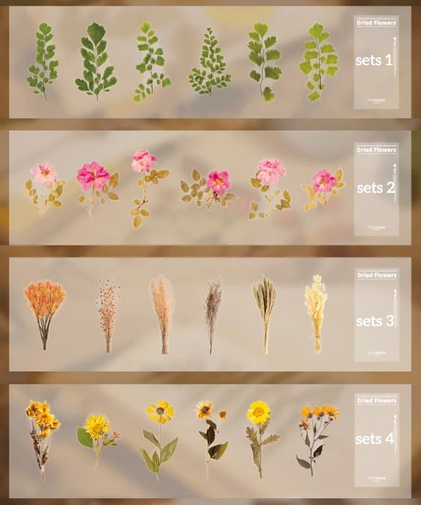 ✨Großformatige getrocknete Blumen Aufkleber Set💝