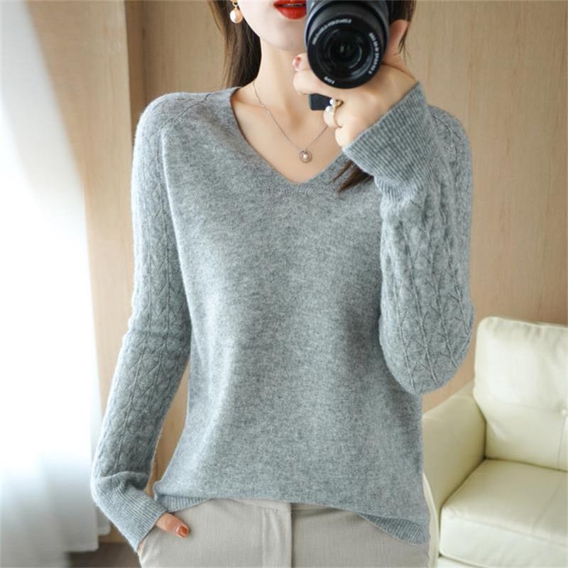 🎅Weihnachtsausverkauf🎅Damen Slim Fit V -neck Strickpullover
