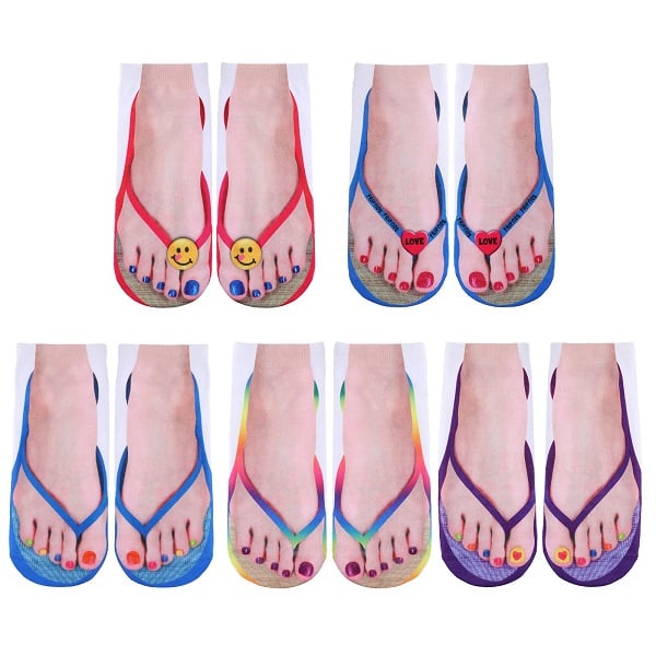 (Kaufen Sie 3 Sparen Sie 15%und kostenlosen Versand🔥) Frau Manicure Print Flip Flop Socken