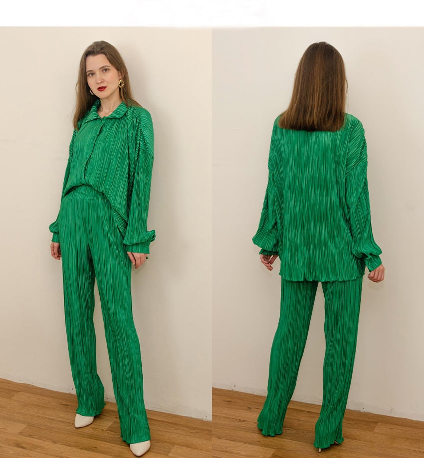 2023 NEW Elegantes plissiertes zweiteiliges Set für Damen