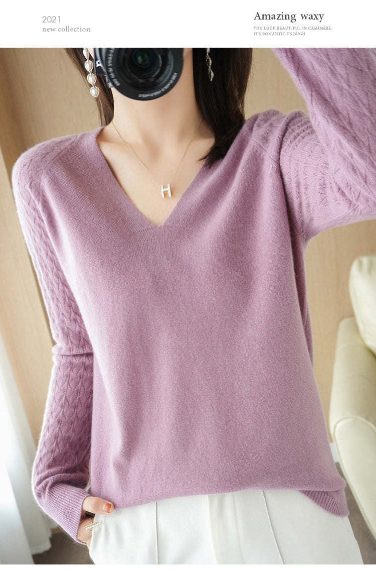 🎅Weihnachtsausverkauf🎅Damen Slim Fit V -neck Strickpullover