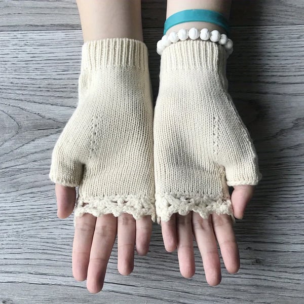 Handgestickte Handschuhe Handschuhe für Frauen Strickhandschuhe mit Blumenmuster