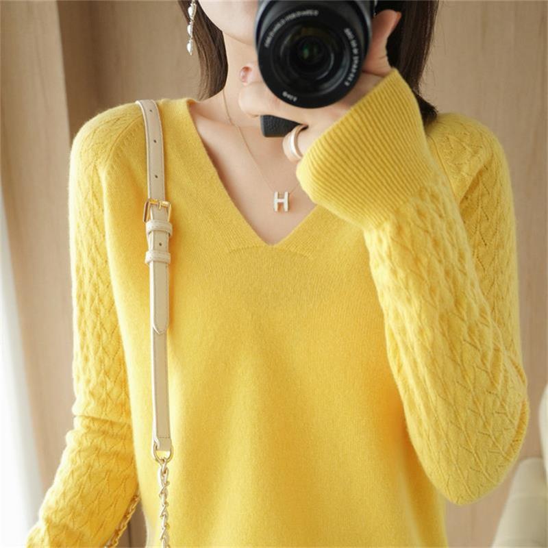 🎅Weihnachtsausverkauf🎅Damen Slim Fit V -neck Strickpullover