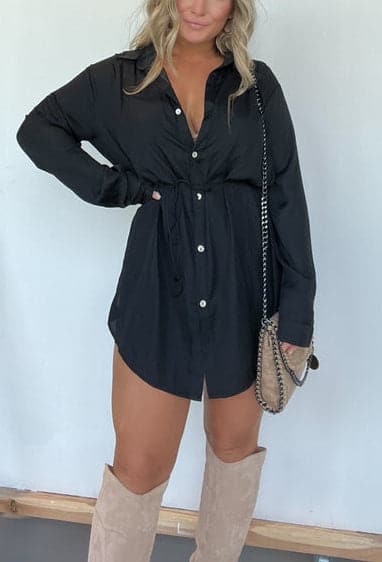 🔥2024 Neue Beförderungen🔥-Damen Unifarben Langarm Shirt Kleider