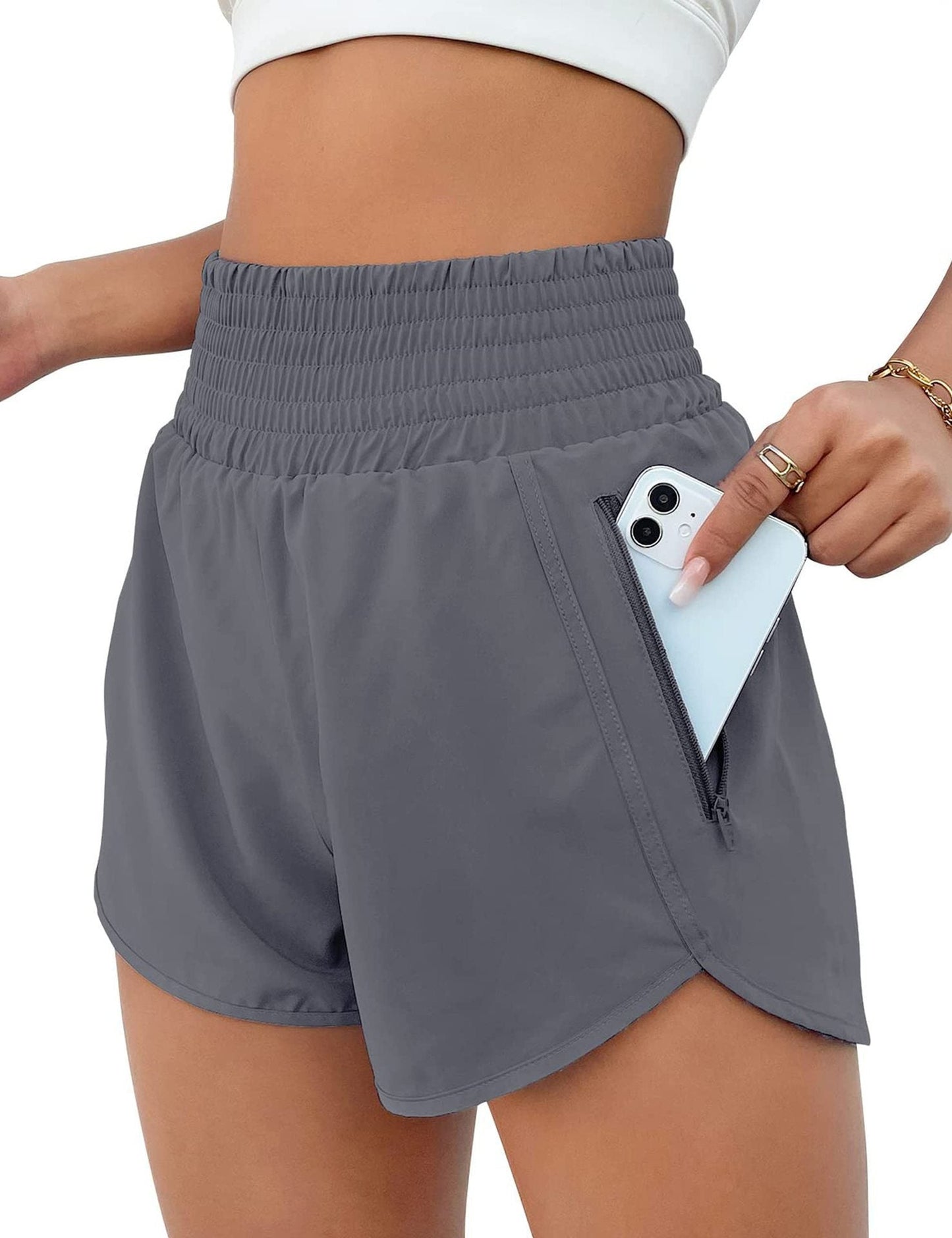 Athletische Shorts für Frauen Hochtaillierte Laufshorts