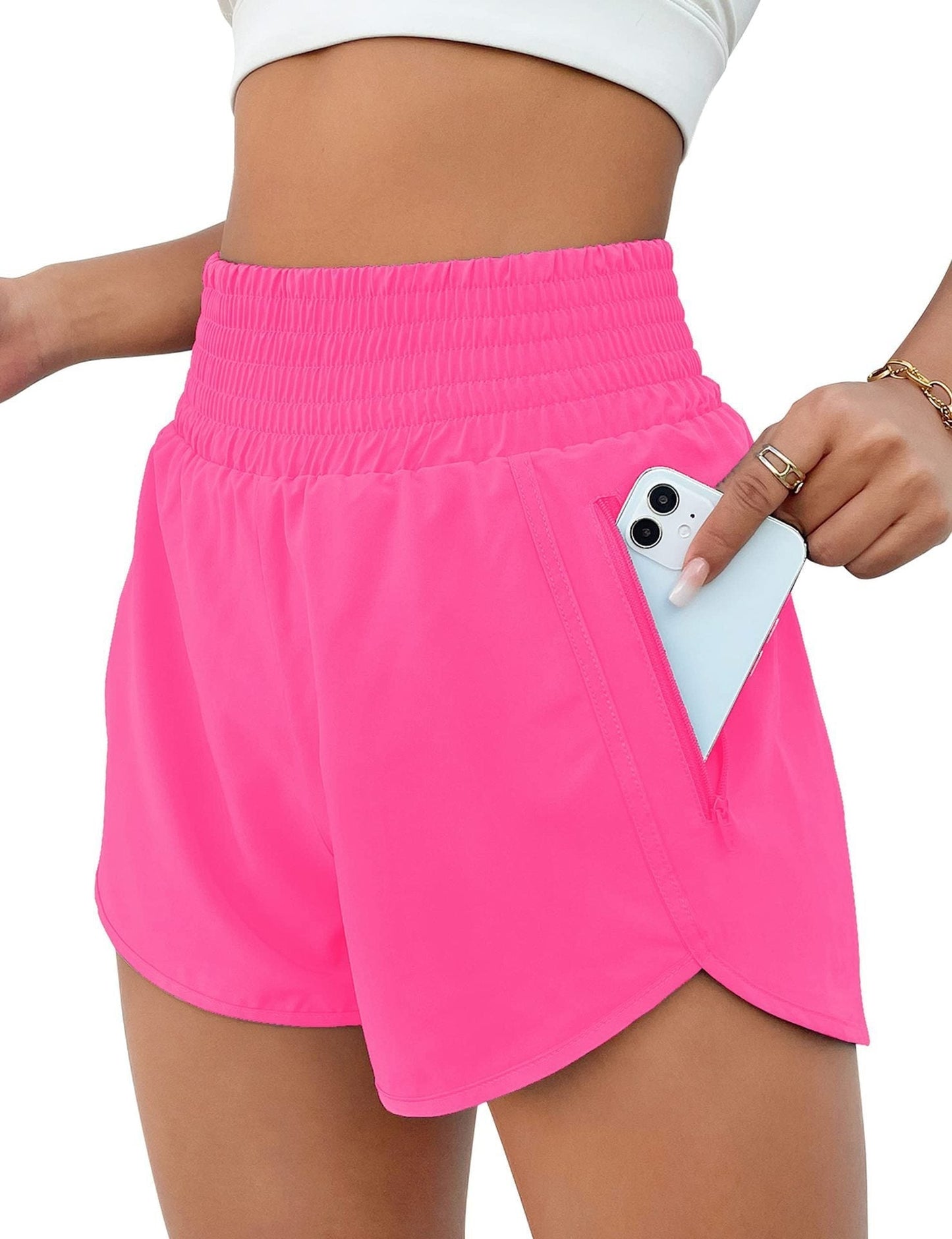 Athletische Shorts für Frauen Hochtaillierte Laufshorts