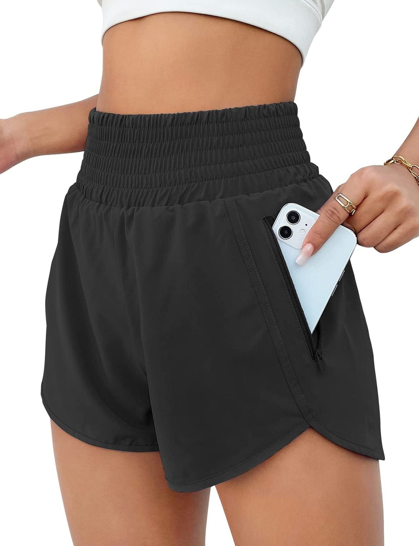 Athletische Shorts für Frauen Hochtaillierte Laufshorts
