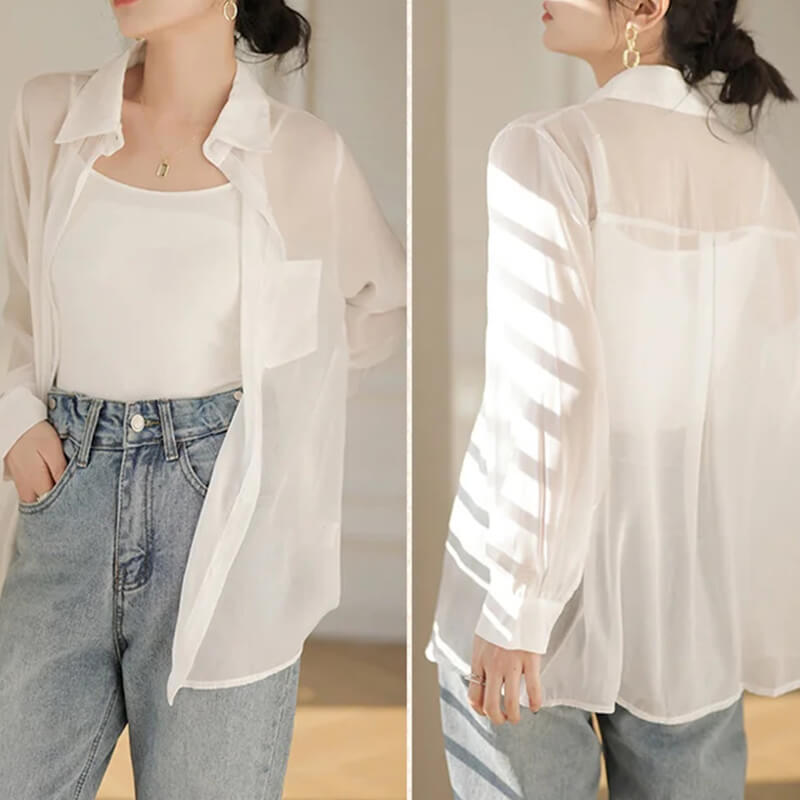 Durchsichtiges Mesh-Sonnenschutz-Shirt für Frauen