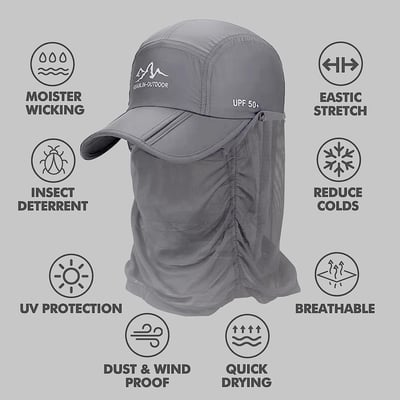 HOT SALE!Retractable Krempe Outdoor/Fischen/Reiten/Klettern Sonnenschutz Hut