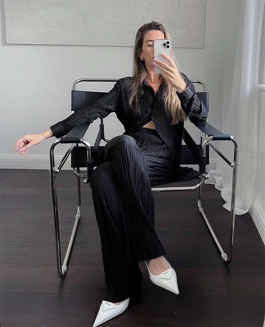 2023 NEW Elegantes plissiertes zweiteiliges Set für Damen