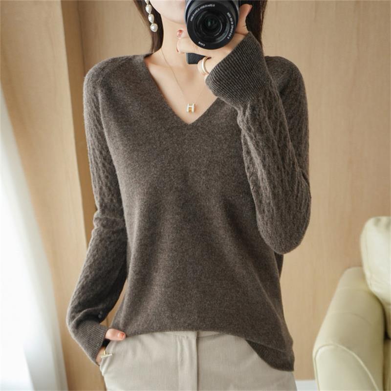 🎅Weihnachtsausverkauf🎅Damen Slim Fit V -neck Strickpullover