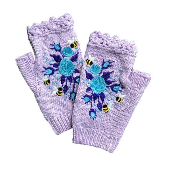 Handgestickte Handschuhe Handschuhe für Frauen Strickhandschuhe mit Blumenmuster