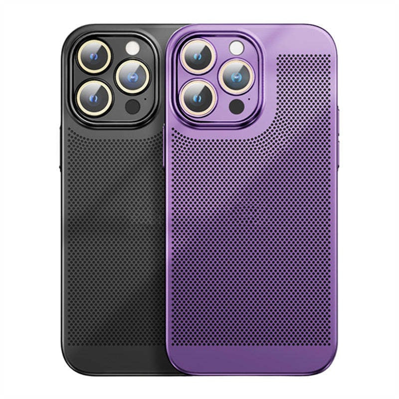😍Neue Wärmeableitung Plating Fine Hole Protector Telefon Fall
