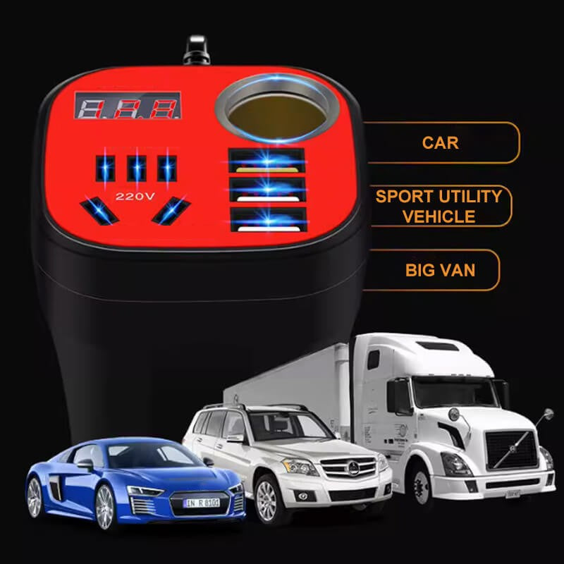 🔥50%OFF Buy 2 FREE Shipping🔥Car mounted cup type inverter converter QC charger