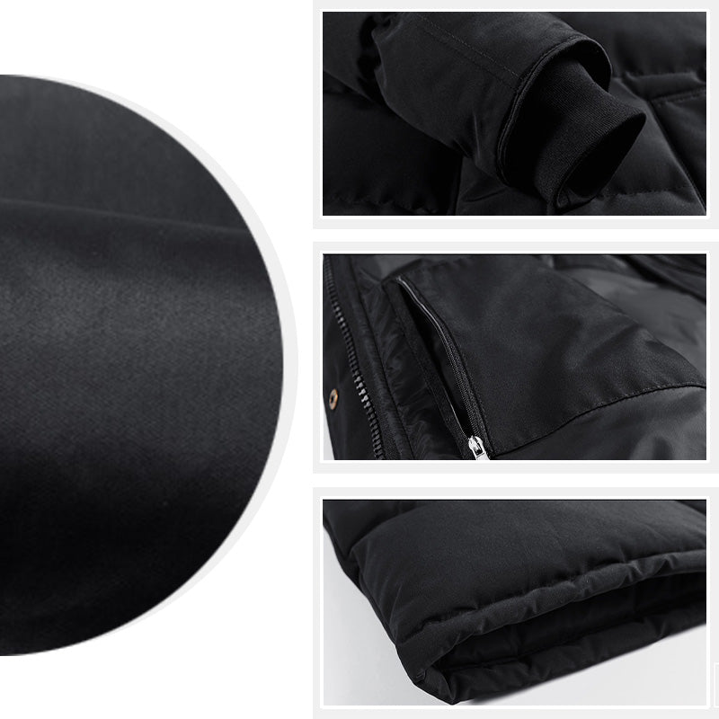 🔥Besonderes Geschenk😍 - Modische, Einfarbige, Warme Winterjacke Für Herren mit Kunstpelzkragen