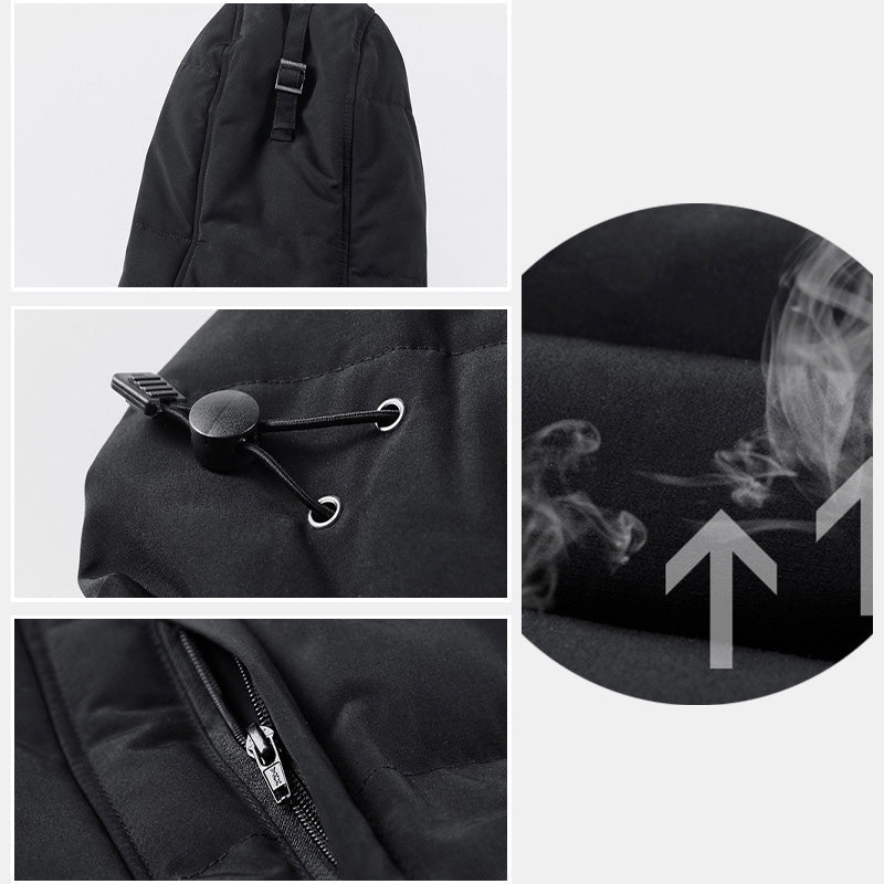 🔥Besonderes Geschenk😍 - Modische, Einfarbige, Warme Winterjacke Für Herren mit Kunstpelzkragen