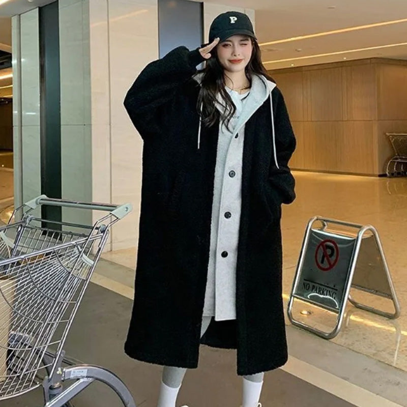 🔥✨HOT SALE🎅🎁Bestes Geschenk für sie 2-Layered Faux Lambswool Hooded Coat Jacket(42%OFF)