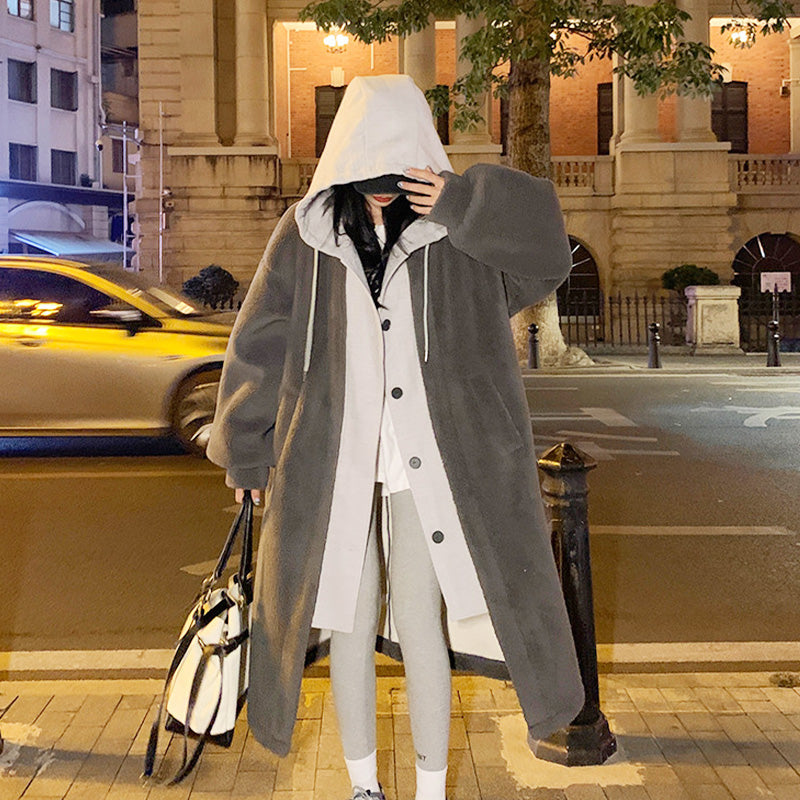 🔥✨HOT SALE🎅🎁Bestes Geschenk für sie 2-Layered Faux Lambswool Hooded Coat Jacket(42%OFF)